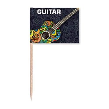 Imagem de Design de padrão de instrumento musical de guitarra bandeiras de palito de dente marcador Topper Decoração de festa