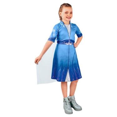 Imagem de Fantasia Elsa Frozen 2 Vestido Infantil Azul Roupa Original Disney Ves