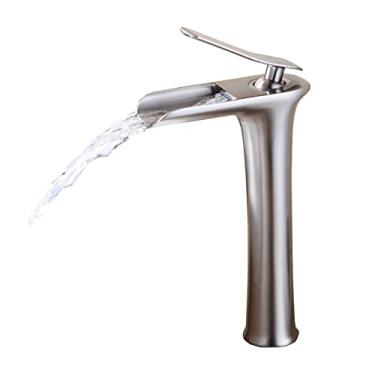 Imagem de Torneiras de banheiro para pia 1 furo torneira preta banheiro cachoeira torneiras de banheiro para pia 1 furo torneiras de banheiro para pia 1 furo torneira de vaidade torneira de cachoeira para jardim, escovado B (cor: escovado B