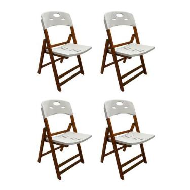 Imagem de Kit Com 4 Cadeiras Dobraveis De Madeira Elegance Mel Polipropileno Bra
