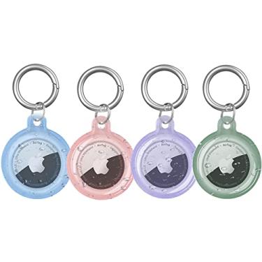 Imagem de OKVSKO Porta-chaves à prova d'água para AirTag, capa protetora para Apple AirTags, chaveiro com anel, conjunto 5, Azul/Rosa/Roxo/Verde, tamanho �nico