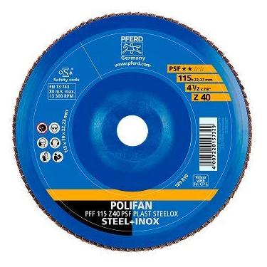 Imagem de Disco Flap Pferd Polifan PSF Steelox costado de plástico 115 Grão 40