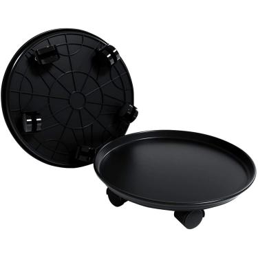 Imagem de Amkoskr 2 pacotes de 33 cm, suporte de plantas redondas e móveis com rodas giratórias fáceis de movimentar, bandeja de carrinho Dolly Pallet para árvore interna e externa