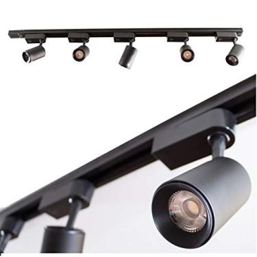 Imagem de trilho eletrificado 1m + 5 spots 7w 6000k bivolt preto ST495