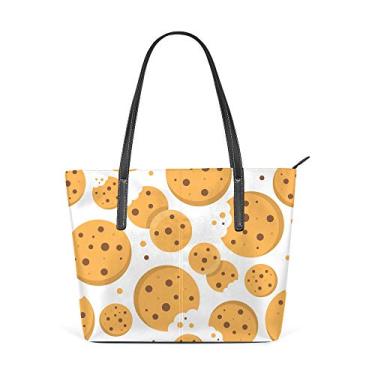 Imagem de Bolsa de ombro feminina sacola de couro, bolsa grande para compras, chocolate, biscoitos, bolsas sem costura, bolsa casual