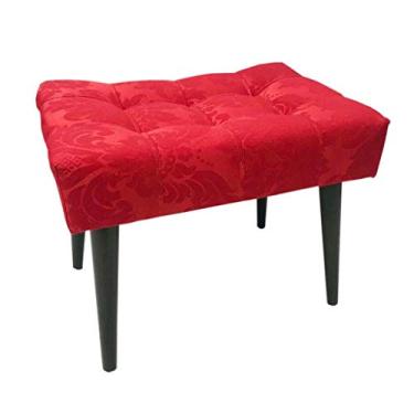 Imagem de Puff Capitonê Luxo Jacquard Vermelho Medalhão