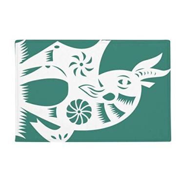 Imagem de DIYthinker Year of Sheep Animal Tapete de chão do zodíaco chinês antiderrapante Tapete para porta de banheiro