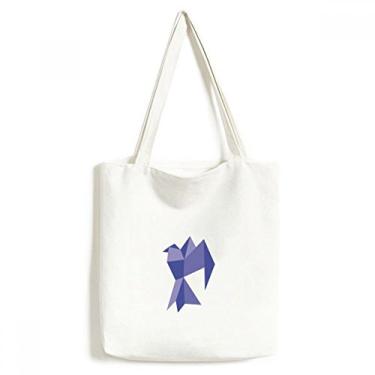 Imagem de Bolsa de lona com estampa de pombo abstrata origami roxo bolsa de compras casual bolsa de mão