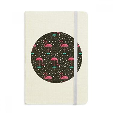 Imagem de Caderno com estampa de flamingo rosa e preto oficial de tecido capa dura diário clássico