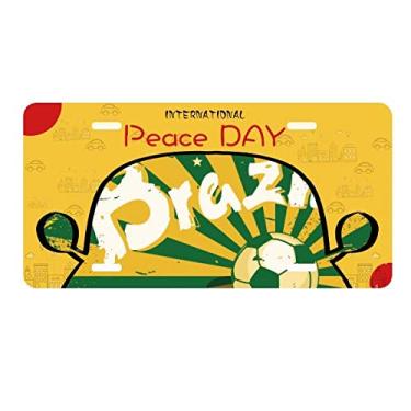 Imagem de DIYthinker Placa de licença de futebol amarelo verde Brasil Brasil cultura etiqueta decoração carro dia da paz