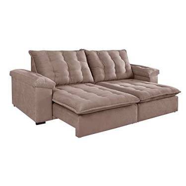 Imagem de Sofá 3 Lugares Retrátil e Reclinável Itaguaí Suede Bege Claro 230 cm