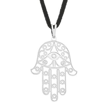 Imagem de Colar Hamsa 30mm - Sunshine Cristais Cor:Prata