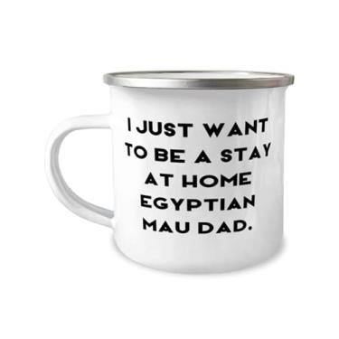 Imagem de I Just Want to Be a Stay at Home Egyptian Mau Dad. Caneca de camper egípcia de gato Mau de 355 ml, presentes chiques para gatos