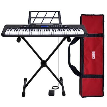 Imagem de Kit Teclado Musical Estudante BK Kobe KB-300 5/8 61 Teclas com Sensibilidade ao Toque com Pedal Sustain, Capa e Suporte