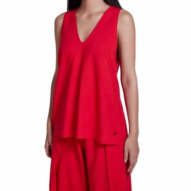 Imagem de Blusa Feminina Dudalina Decote V Vermelho Claro - 660501-Feminino