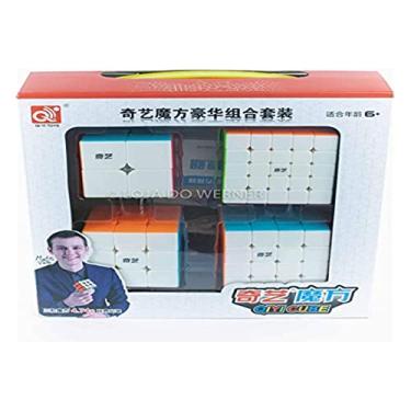 Imagem de Box Cubo Mágico Qiyi 2x2x2 + 3x3x3 + 4x4x4 + 5x5x5 Stickerless