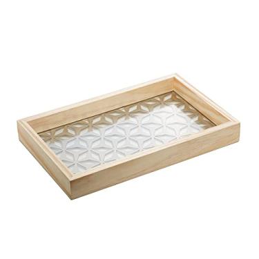 Imagem de Bandeja de Madeira com Fundo de Vidro Pinus 38cm x 24cm x 4,5cm - Woodart