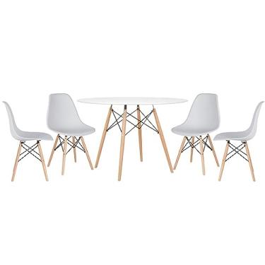 Imagem de Loft7, Mesa redonda Eames 120 cm + 4 cadeiras Eiffel DSW