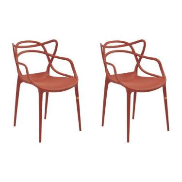 Imagem de Kit 2 Cadeiras Decorativas Sala E Cozinha Feliti (Pp) Laranja Telha G5