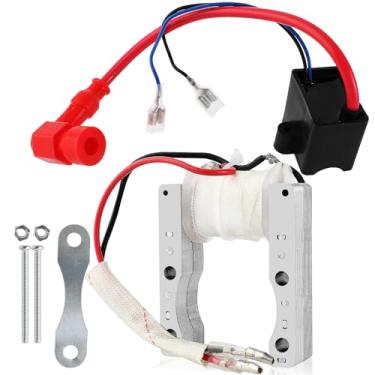 Imagem de QAZAKY Bobina magnética de 2 fios de alto desempenho + bobina de ignição CDI compatível com 49cc - 50cc 60cc 66cc 80cc 2 tempos motores motorizados, bicicleta motorizada, quadriciclo scooter