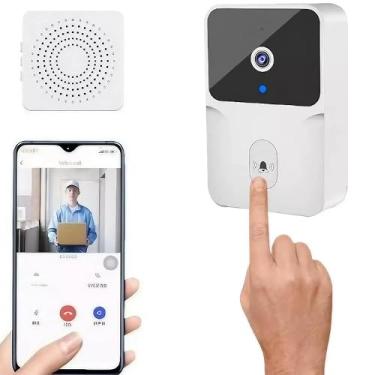 Imagem de Interfone Inteligente com Câmera e Áudio Wi-Fi - Visão Noturna e Sem Fio - Segurança e Conforto para Seu Lar