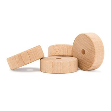 Imagem de 2-1/2-inch Diameter Slab Wooden Wheels for Crafts 3/8-inch Hole, 3/4-inch Thick, Pack of 4 Mini Craft Wheel for Model, by Woodpeckers
