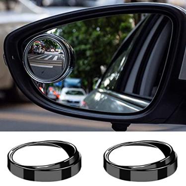 Imagem de 2 peças mini espelho pequeno de ponto cego, espelho retrovisor convexo redondo HD de 1,57" (40 mm), espelho adesivo forte para carro, van, SUV e caminhões (1-9/16" (40 mm), moldura preta)