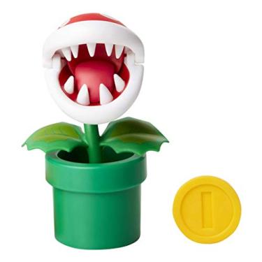 Imagem de World of Nintendo Super Mario Piranha Plant 4” Articulated Figure with Coin
