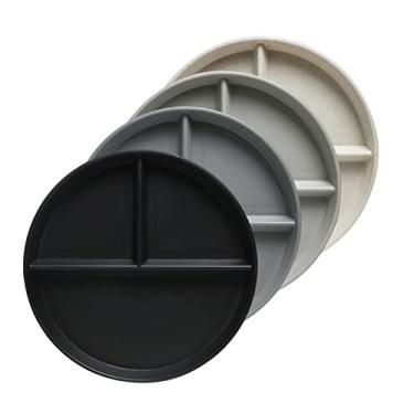 Imagem de greenandlife Pratos divididos inquebráveis de 22 cm (4 peças) para crianças e adultos, placa de compartimento segura para lava-louças e micro-ondas, placas de controle de porção de plástico leve e