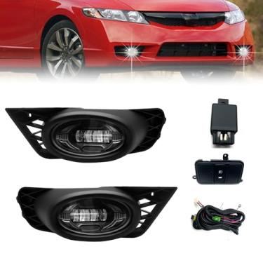 Imagem de Substituição do conjunto de faróis de neblina de LED para Honda Civic Sedan 2009 2010 2011, para-choque dianteiro, faróis de neblina com substituição de conjunto de lente transparente - 2 peças