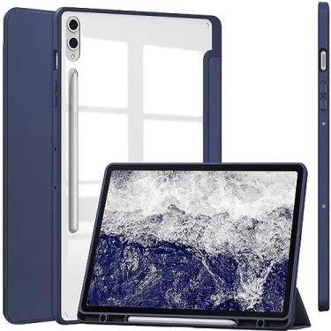Imagem de NINKI Capa compatível com Samsung Tab S9 Plus/Galaxy S9 FE Plus de 12,4 polegadas com suporte, (porta-lápis, hibernar/despertar automaticamente) TPU à prova de choque + capa traseira transparente de