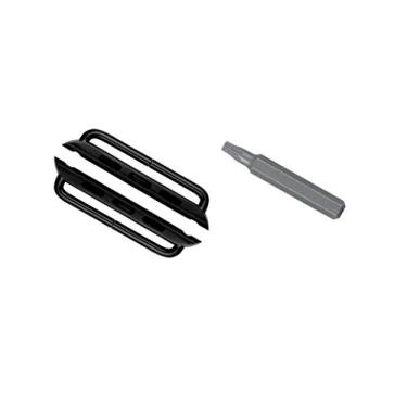 Imagem de 2 adaptadores pretos, conectores com barras de parafuso externas e ferramenta Star compatível com Apple Watch de 42 mm Série 1 2 3 Hermes Nike Edition pulseira de substituição - Serve para pulseiras de relógio de até 25 mm