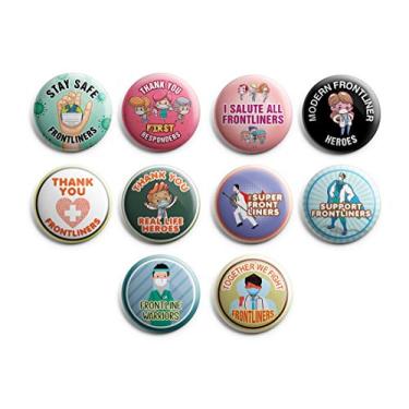 Imagem de Creanoso Frontliners de botões de pino (pacote com 10) - Incentivos divertidos de recompensa para estudantes e crianças - lembrancinhas de festa e brindes para meninos, meninas, crianças, adolescentes