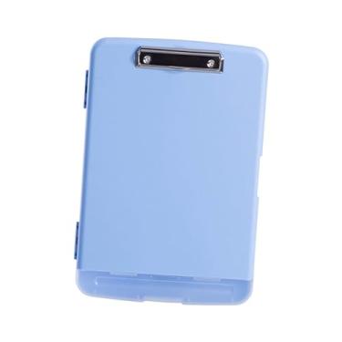 Imagem de predolo Prancheta de escritório com compartimento para canetas, organizador de documentos A4 em plástico resistente, Azul claro