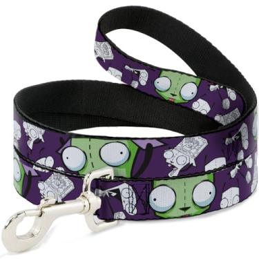 Imagem de Nickelodeon Coleira para animais de estimação, coleira de cachorro, invasor Zim Gir poses e esboço roxo, 1,8 m de comprimento, 2,5 cm de largura