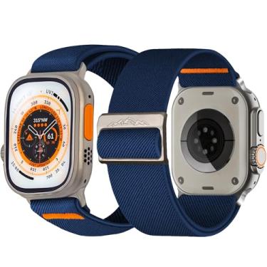 Imagem de SCINYMC Pulseira masculina de nylon compatível com Apple Watch Ultra 2 SE séries 10, 9, 8, 7, 6, 5 e 44 mm de 49 mm, 46 mm, 45 mm e 44 mm, azul marinho