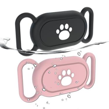 Imagem de Pacote com 2 suportes de coleira de cachorro à prova d'água compatível com Samsung Galaxy SmartTag2, suporte de silicone para rastreador GPS para Smart Tag2, capa antiperda de coleira Tag2 Paw (preto