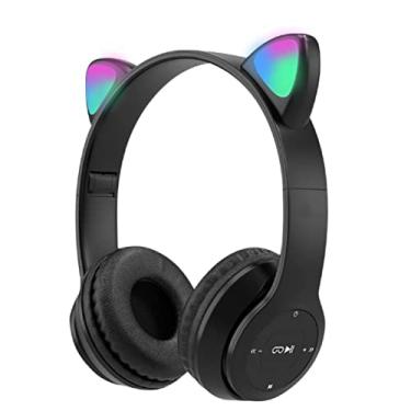 Imagem de YOUNO Infantis Fones De Ouvido sem fio, Bluetooth 5.0, Orelhas de Gato LED,Over-Ear Fone de Ouvido, dobrável fone de ouvido Estéreo Fones De Ouvido para Crianças-Preto