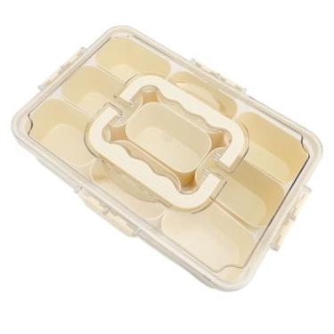 Imagem de Bandeja de Servir Dividida, 9 Compartimentos Caixa de Lanche Transparente Prato de Lanche Organizador Recipiente de Charcutaria Com Alça de Tampa para Doces Frutas Nozes Lanches