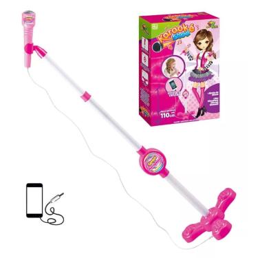 Imagem de Microfone Karaoke com Pedestal Use no Celular Musica Menina Cantar Criança