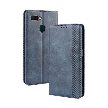 Imagem de Capa para Oppo AX5S /A5S, capa flip carteira de couro para Oppo AX5S /A5S, capa magnética retrô para telefone, capa carteira com compartimentos para cartão