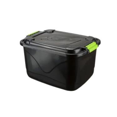Imagem de Caixa Organizadora de 30L com Tampa e Trava, Grande, Preta