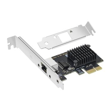 Imagem de Buacoz Placa de rede Gigabit de porta única de 2,5 G com adaptador Ethernet Intel I225 Chip PCI-E X1, suporte para cartão LAN RJ45, compatível com velocidades de 10 m/100 m/1000 m, compatível com