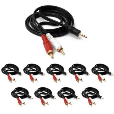 Imagem de Kit 10 Cabo Áudio Auxiliar P2 Macho X 2 RCA Macho 1,5 Metros - It-blue