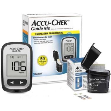 Imagem de Kit Accu-Chek Guide Me Medidor 50 Tiras + Lancetador + 10 Lancetas - R