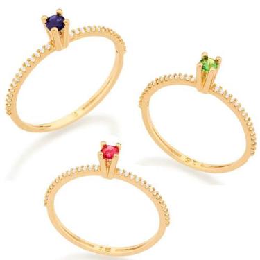 Imagem de Anel de formatura feminino solitário banhado ouro 3x 24k 18k e 22k rom