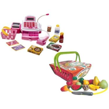 Imagem de Kit Crec Crec Feira Frutas Com Cesta Caixa Registradora - Big Star Bri