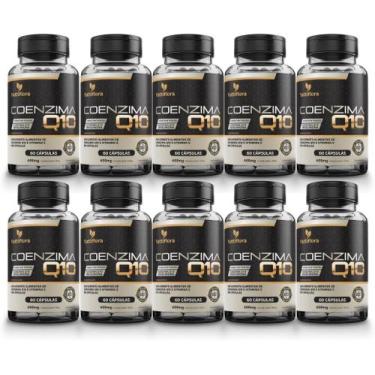 Imagem de 10x Coenzima Q10 100mg Por Porção (Ubiquinona) Com Vitamina E 60 Cápsu