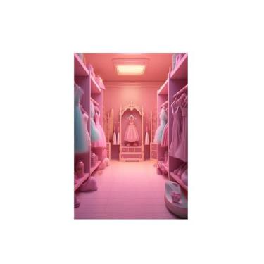 Imagem de Fundo Fotográfico 1,50 X 2,20 - Closet de Princesa Rosa Vestidos 029 -