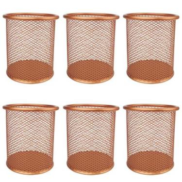 Imagem de Porta Caneta, Lápis, Redondo, Metal, Rose Gold Kit c/ 6 Unidades - Gv 